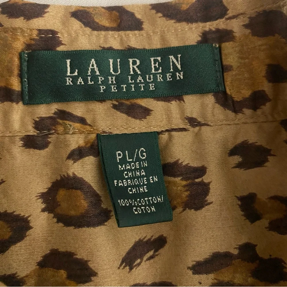 Lauren Ralph Lauren Leopard Cheetah Button Down Shirt, Size Petite Large - Picture 5 of 7